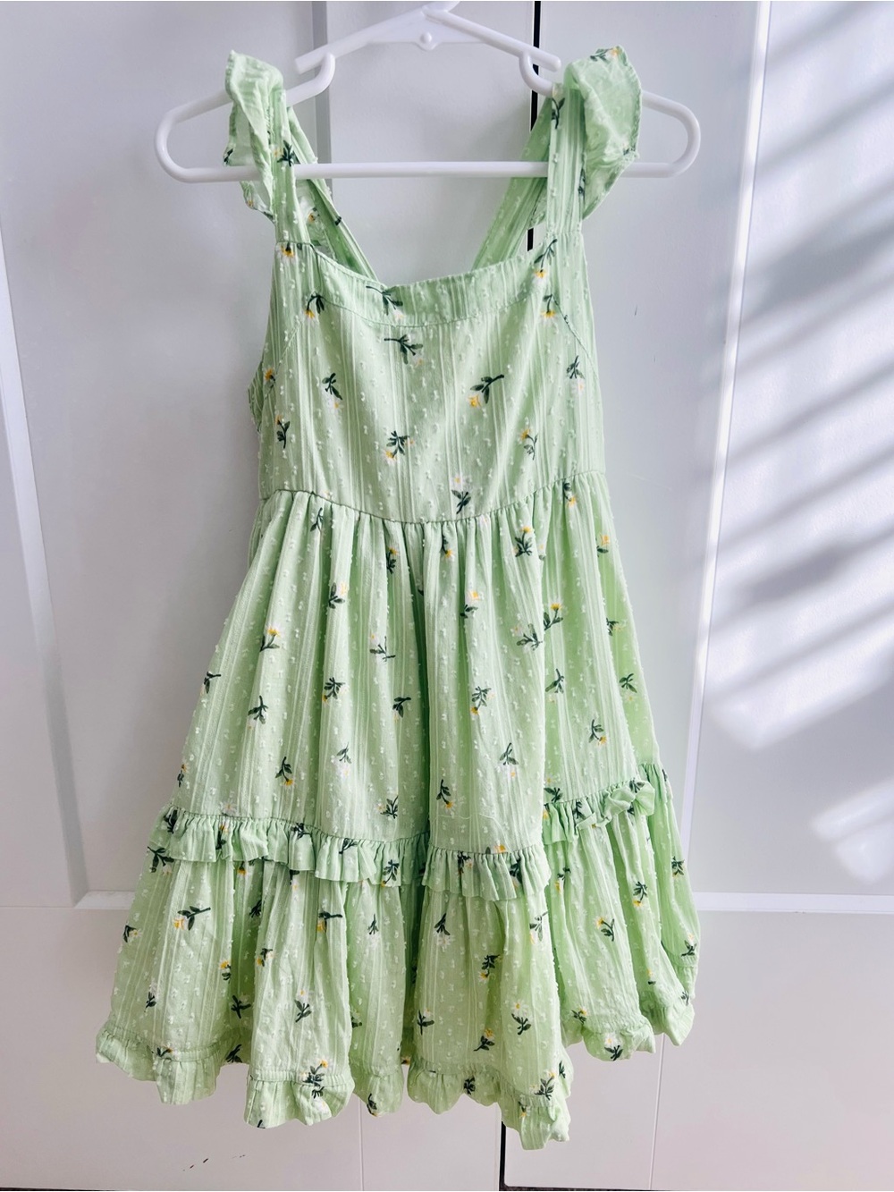 TAHARI Girls' Light Green Floral Ruffle Sundress Size 4T